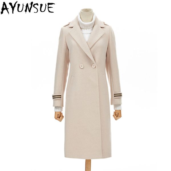 

ayunsue european fashion woolen coat 2018 new autumn ladies elegant red overcoat long sleeve windbreaker casaco feminino lx2155, Black