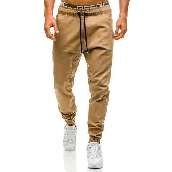

2018 spring autumn hip hop fitness casual joggers harem pants men cotton beam foot trousers elastic waist cargo bottoms mens, Black