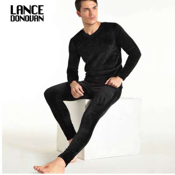 

new autumn winter new men warm long johns male cotton plus velet thick thermal underwear o-collar, Black;white