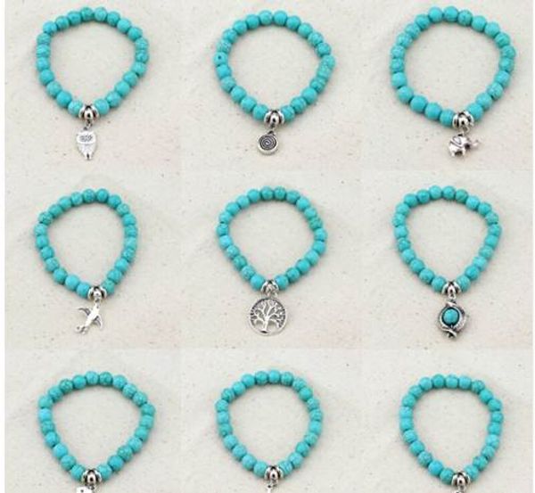 

lubingshine vintage boho charm bracelets bangles women natural stone life tree elephant owl pendant bead bracelet men jewelry, Golden;silver