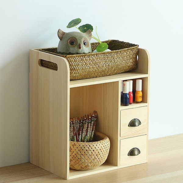 

creative deskoffice drawer storage box wood bedroom debris storage rack office desk finishing box wx10231620