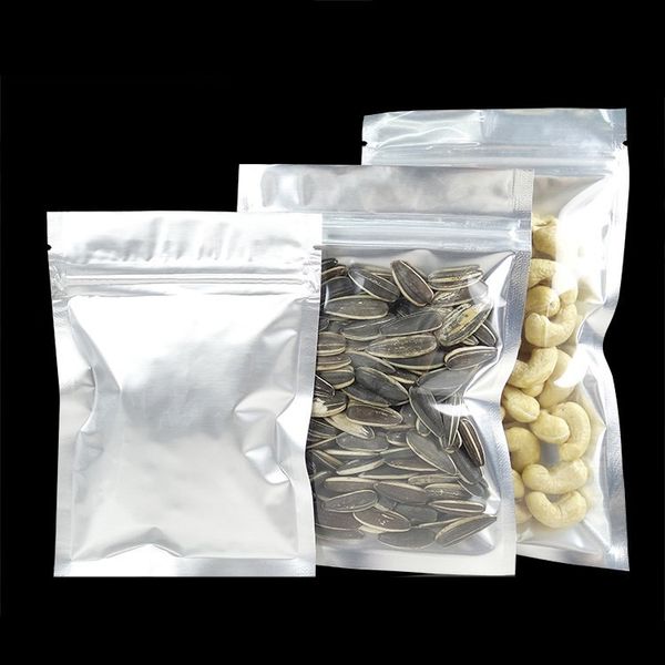 

dhl one side aluminum mylar foil one side clear bags matte silver color clear transparent pouch