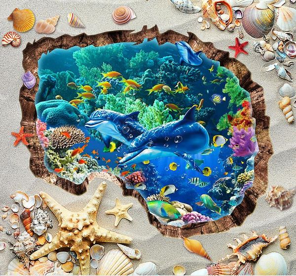 

waterproof pvc wallpaper beach undersea world floor wallpaper for bathrooms