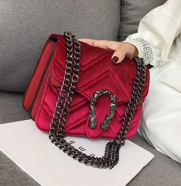 

factory direct brand women bag winter new snakehead lock velvet bag classic embroidered line wavy women chain bag elegant temperament small