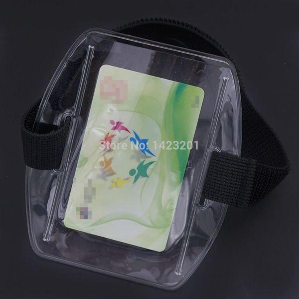 

2 pcs / lot vertical armband id name tag card p badge holder + black elastic strap arm