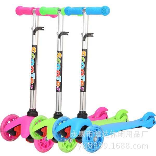 

lk709 foldable lift pedal scooter eco-friendly pp+ 4 pu flashing wheel foot scooter 3 gear height adjustable ski