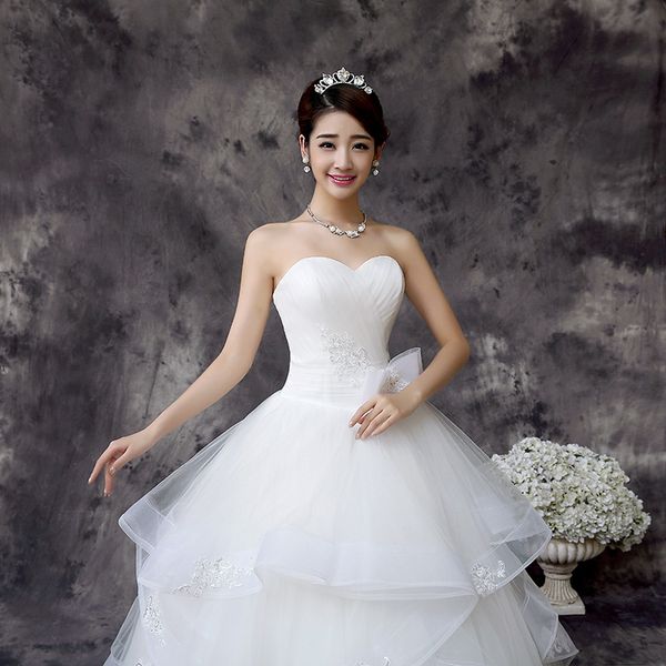 

2018 new korean style handmade wedding gown bridal wedding dress white princess bride wedding frocks
