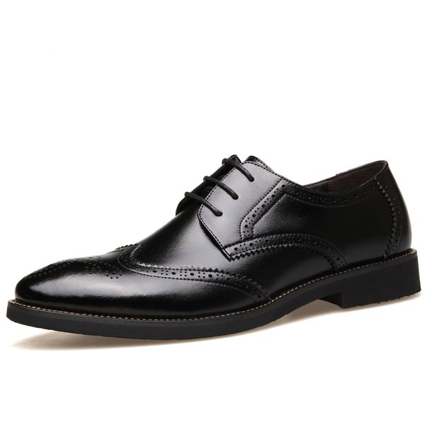 

toe man business shoes black brown brogues footwear pu men wedding shoes spring autumn rubber bottom man dress shoes