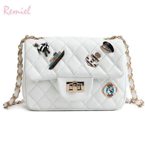 

2018 Fashion New Female Badge Small Square bag Women's Designer Handbag Elegant lady Chain Shoulder Messenger bags Crossbody bag