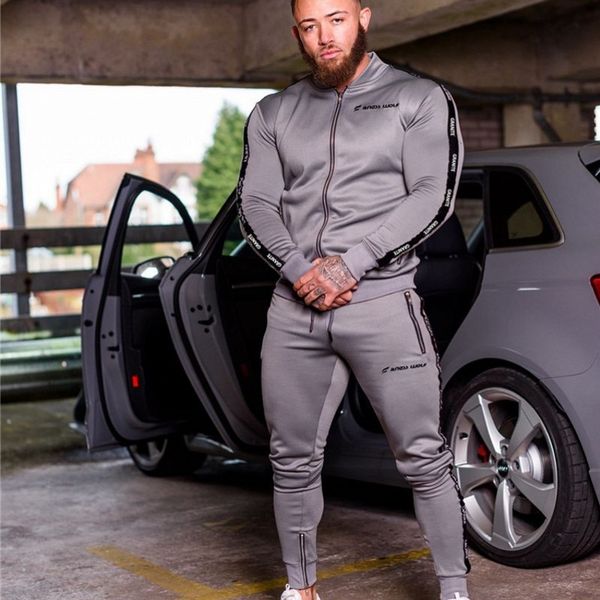 

new fashion men set long sleeve camouflage hoodies+pants set male tracksuit outdoors suit men's gyms casual sportswear suit, Gray