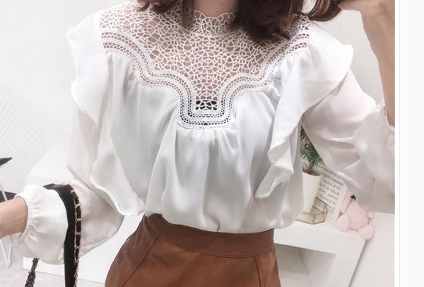 

send chiffon long sleeve women 2018 new style korean loose and comfortable bowknot shirt, White