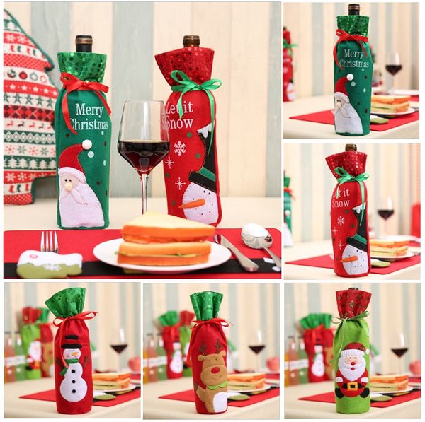 Red Wine Bottle Bags Christmas Decorations Gift Party Best Gift For Xmas Bar Red Wine Bottle Cover Bags Holiday Decorations For Sale Holiday Home