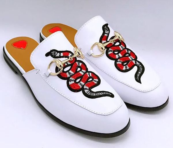 

2018 spring calfskin leather loafers men women fashion slippers buckle low heels shoes, Black