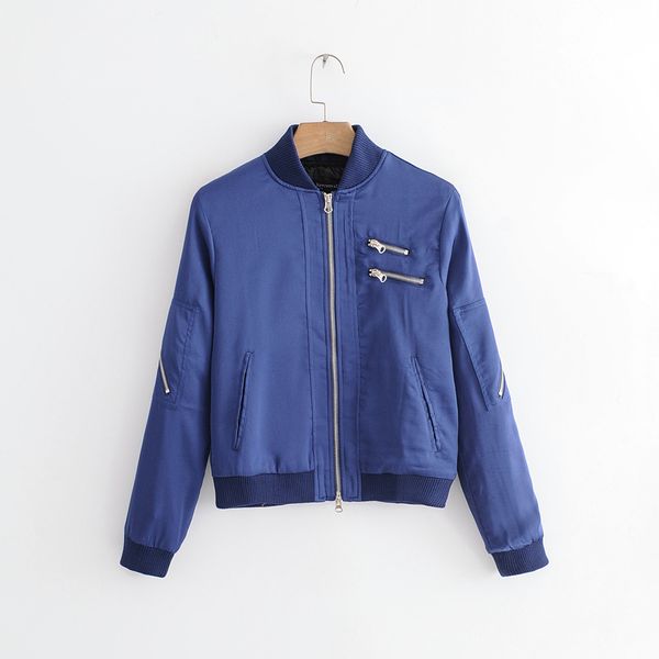 

spring autumn coat retro slim black pilot outwear 2018 new women new pocket zipper bomber jackets for female, Black;brown