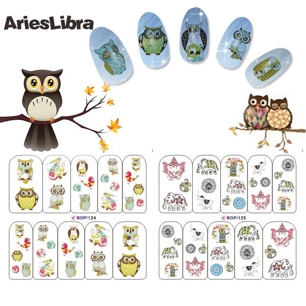 

nail stickers bop 124-127 cute animals 4 sheets in one water transfer decal diy art nail tips decoration, Black