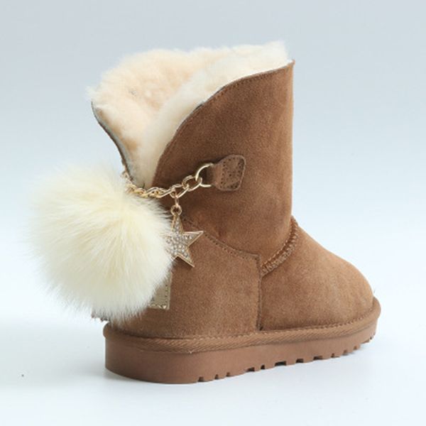 

cuwhf plus size real sheepskin women's winter classic woman snow boots genuine sheepskin women boots women shoes, Black
