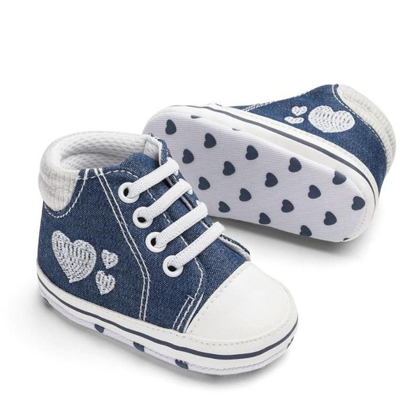 

dark blue/pink cotton cloth baby boys girls heart shape shoes sports sneakers first walkers toddler pre-walker toddler shoes