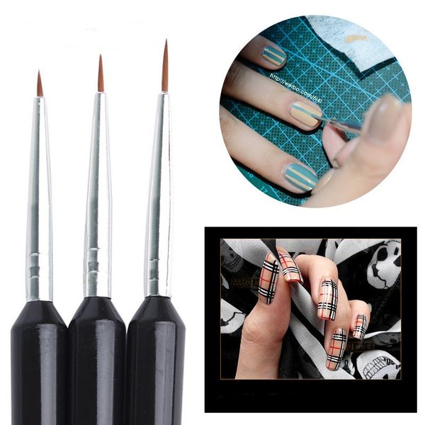 3 pezzi/set linee per nail art pennelli per penna per pittura punte professionali per smalto gel UV kit di strumenti per disegno manicure design 3D