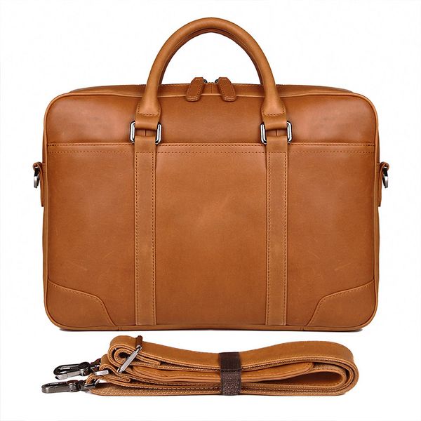 

j.m.d tanned natural cow leather handbag men's lapbag briefcases for business man 7348a/b-2