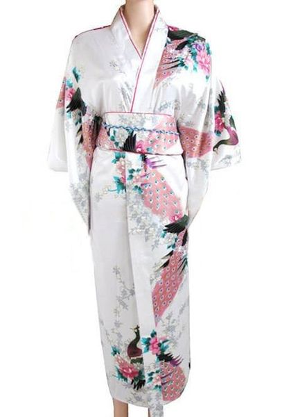 

selling japanese women's silk satin kimono evening dress yukata flowers, Red