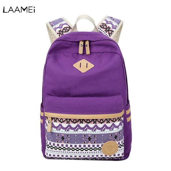 

laamei new fashion canvas printing college wind backpack middle school student bag computer bag backpack 2018