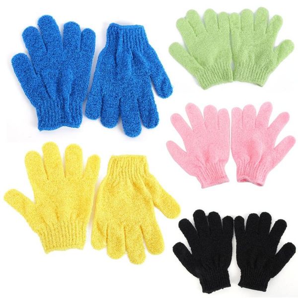 

1 pair shower bath gloves exfoliating wash skin spa massage scrub body scrubber glove 9 colors(radom color