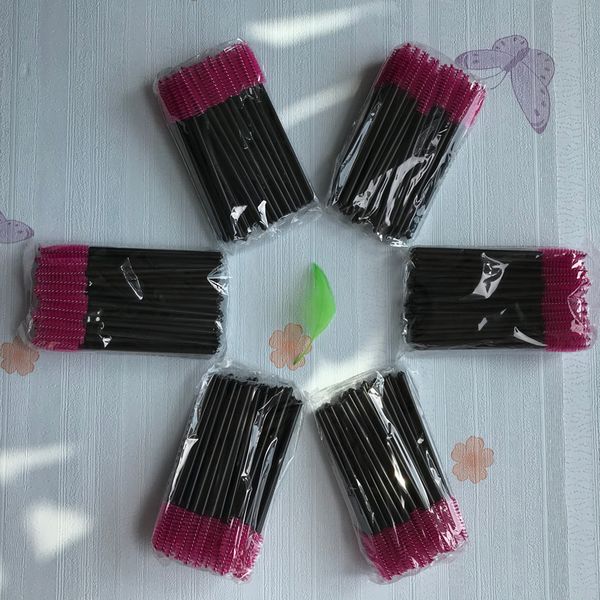 

1000 pcs rose red one-off disposable mascara wands brush disposable make up eyelash brushes applicator eyelash extension