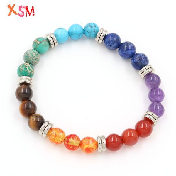 

2018 summer natural lava stone 8mm energy volcano chakra colorful beads hand chain bracelet men and women jewelry, Black