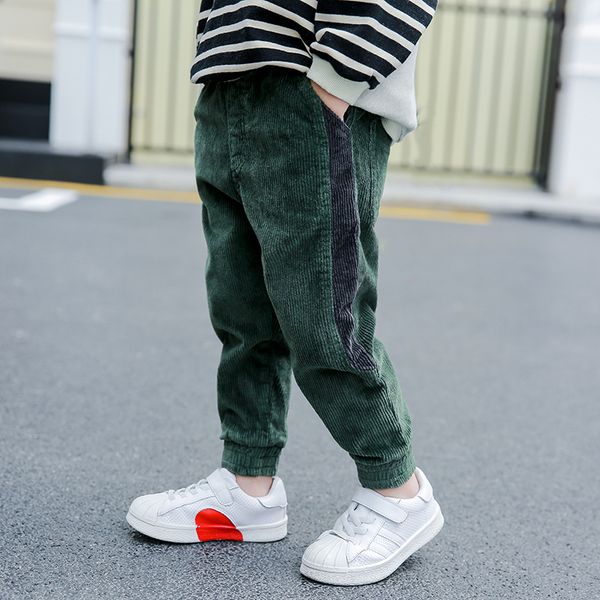 

new arrival boys casual corduroy trousers 2018 spring fall kids korean spliced long pants children loose sport pant clothes a924, Blue