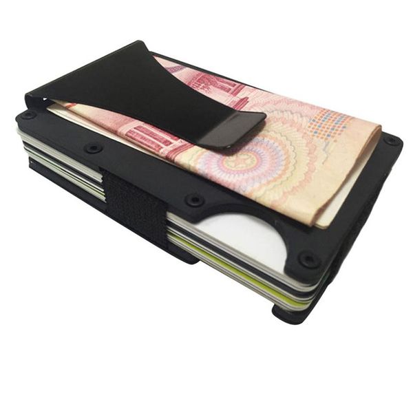 

muqgew brand new men fashion rfid blocking metal wallet the minimalist lifestyle luxury money clip credit wallets#lrew, Black