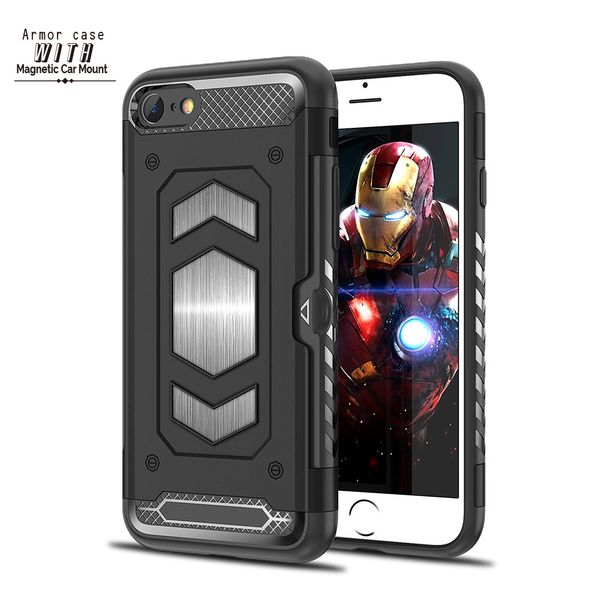 

2018 new arrival for iphone 8 case slim dual layer wallet design magnetic car mount phone case for note 9 armor case
