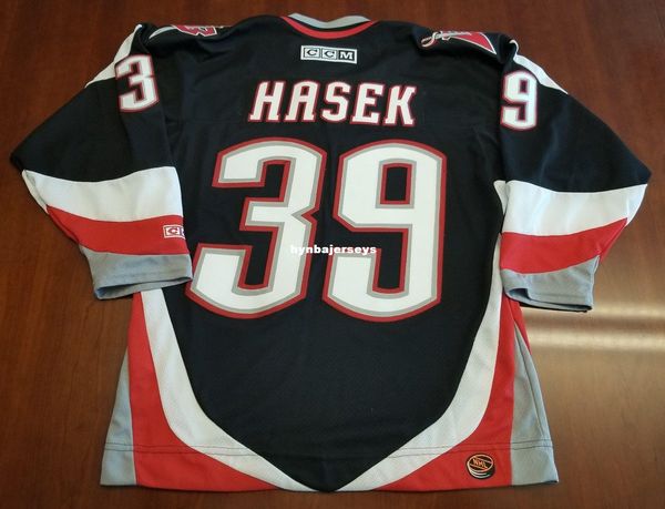

custom dominik hasek vintage buffalo sabres ccm hockey jersey black goat head 2000 mens retro jerseys, Black;red