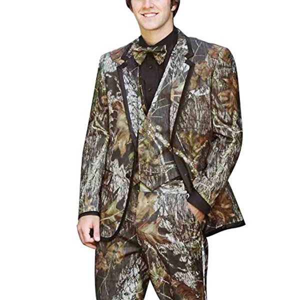 

custom made groomsmen camo groom tuxedos shawl notch lapel men suits wedding man blazer ( jacket+pants+vest +bow tie) c313, White;black