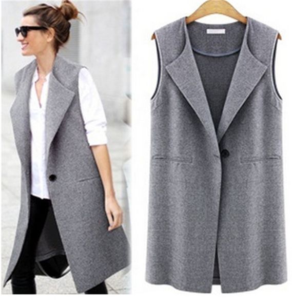 

female vest sleeveless coats single button brief women 's vests female spring waistcoat turn -down collar casual vest, Black;white