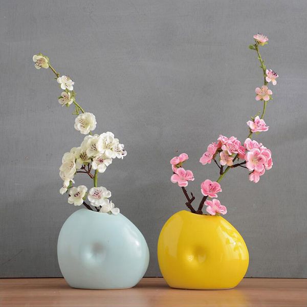 Chinese Ceramic Vase Lamei Artificial Flower Set Decoration Livingroom Office Porcelain Flower Pot Home Crafts Decoration Floral Cheap Large Floor