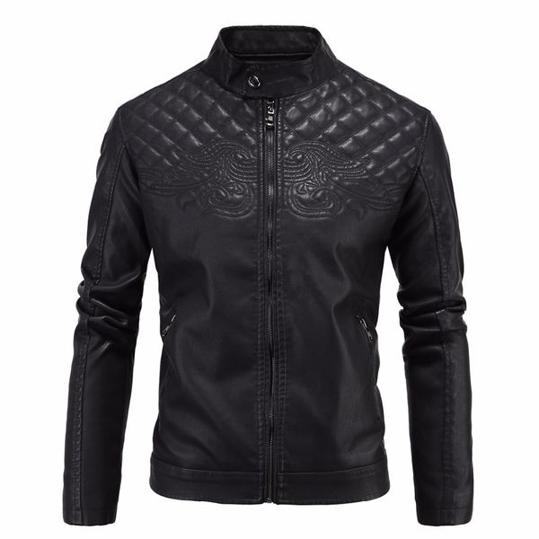 

luxury men autumn winter warm leather jackets coats plus size male casual work leather jackets outwear, Black