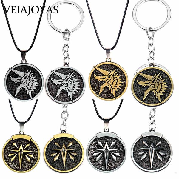 

урожай игры волчьей головы монет подвеска колье монстр дракон choker ожерелье металл шарма брелоки для женщин бесплатной доставки, Silver