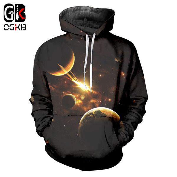 

ogkb galaxy space moon толстовки 3d мужчины женщины кофты мода пуловер осень костюмы harajuku толстовка повседневная звезда плюс размер, Black