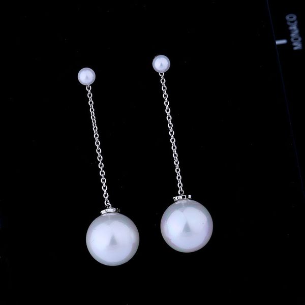 

s925 sterling silver ear pin size pearl tassel earrings long bee earrings european and american stars with fashion earrings, Golden;silver