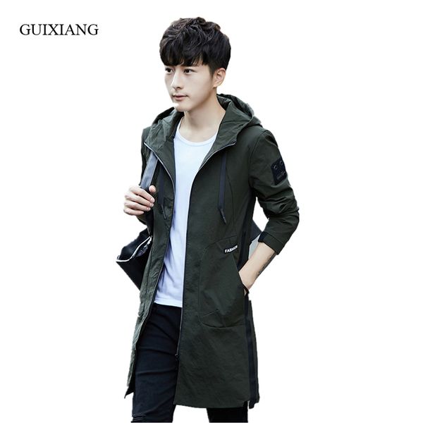

2017 new arrival spring and autumn style men boutique trench coat fashion casual solid slim coat men's long jacket size l-5xl, Tan;black