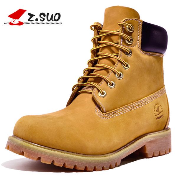 

z.suo genuine leather men boots ankle boots new england shoes men fashion shoes autumn and winter, Black