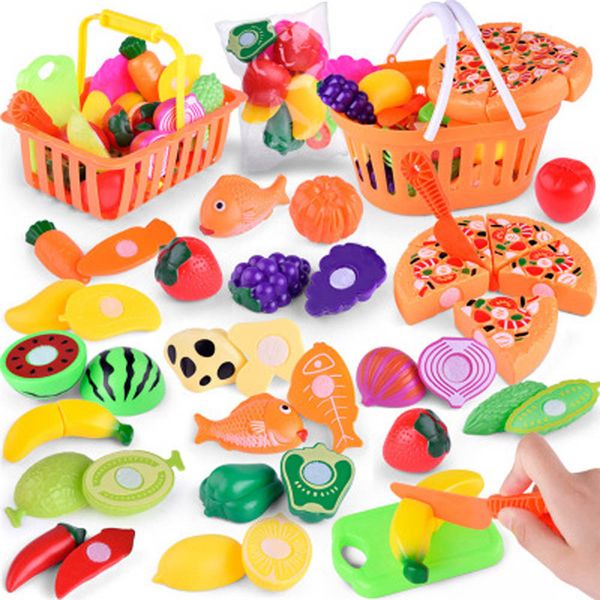 

24pcs/lot children pretend role play house toy cutting fruit plastic vegetables kitchen baby classic kids educational toys