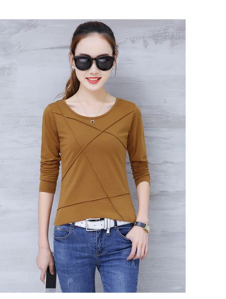 

2019 mujer плюс размер футболки женщины осень футболка tee топы женский с длинным рукавом футболки для женщин повседневная хлопок топы тройн, White