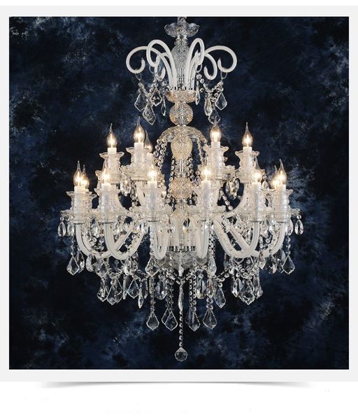 

luxury 6 /8/10 lamp head white living room restaurant lights k9 crystal candle e14 white crystal chandeliers