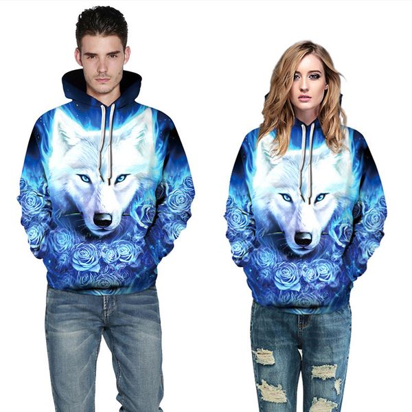 

3d hoodies blue rose cat digital prints hooded hoodies new design fashion high streetwear pullovers plus size 3xl, Black