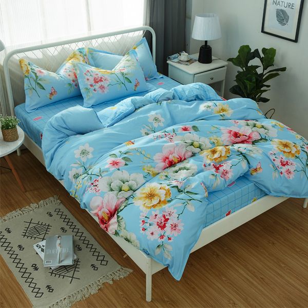 

blue pink flower chinese style noble and luxurious bedding sets full twin  king size bedsheet pillowcases duvet cover set