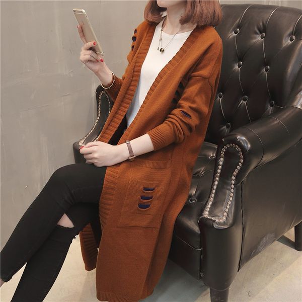 

45 (east stair edge. 2) the autumn in the new long dress pocket knit cardigan coat, White;black