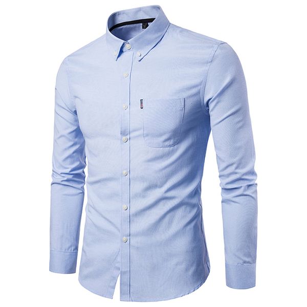 

men's autumn casual formal multi-color plus size daily solid slim fit long sleeve dress shirt 2018 new fashion, White;black
