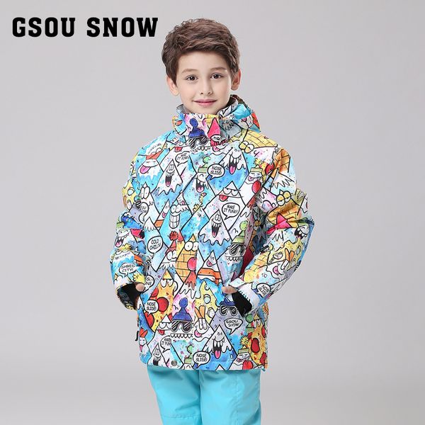 

gsou snowchildren's ski suit boy teenagers outdoor wind proof and waterproof breathable warm ski clothes