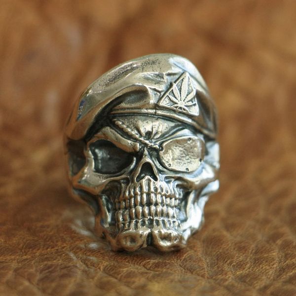 

linsion 925 sterling silver pirate skull ring mens biker punk ring ta99 us size 7 to 15, Golden;silver
